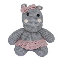 Hipopótamo Menina Saia Rosa Amigurumi Decoração Crochê Bebê