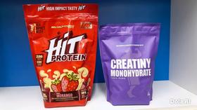 Hit protein 900g sabor morango & creatina monohidratada pura 1 kg