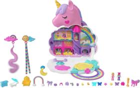 Hkv51 polly pocket brinquedo salão de unicórnio arco-íris Hkv51 polly pocket brinquedo salão de unicórnio arco-íris