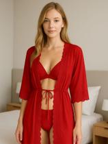 Hobby Feminino Roupão Tule detalhe Renda Luxo - c5 IZA