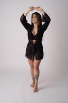 Hobby Luxo Preto em Microfibra com Renda Deluxe Lingerie