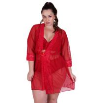 Hobby Plus Size Roupão de Renda Sensual - c5 IZA