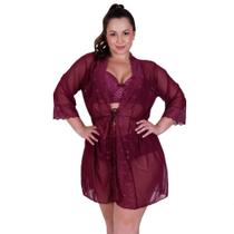 Hobby Plus Size Roupão de Renda Sensual - IZA