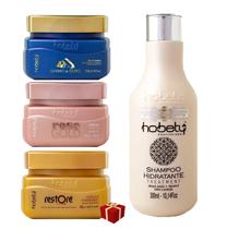 Hobety Cronograma Hidrata+ Rose+ Ouro+ Restore Line 4 Itens