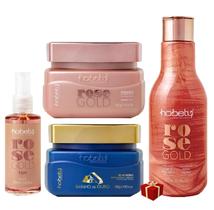 Hobety Kit Rose Gold 3 Passos + Máscara Banho De Ouro 300G