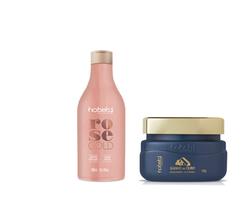 Hobety Kit Shampoo Rose Gold 300ml e Máscara Banho De Ouro 300