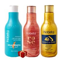 Hobety Shampoo Rose Gold + Mar Morto + Banho De Ouro 300Ml