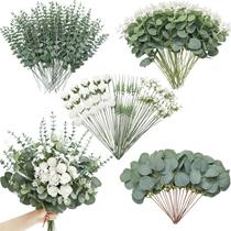 Hojas Artificiales de Eucalipto, Tallos Serwalin 200 Piezas con Tacto Real