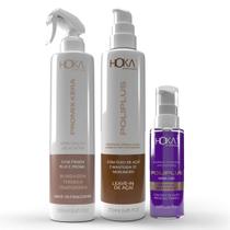 Hoka kit poliplus leave-in memorizador 250g + oléo de açai 30ml + blindagem térmica temporaria leave-in 250g Hoka kit poliplus leave-in memorizador 250g + oléo de açai 30ml + blindagem térmica temporaria leave-in 250g