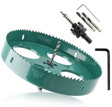 Hole Saw Quaiune 210 mm HSS Cortador de furos bimetálico de 8,25 polegadas Hole Saw Quaiune 210 mm HSS Cortador de furos bimetálico de 8,25 polegadas