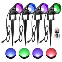 Holofote externo ZUCKEO 10W RGB à prova d'água 120V, pacote com 4 Holofote externo ZUCKEO 10W RGB à prova d'água 120V, pacote com 4