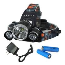 Holofote Lanterna de cabeça Camping Pesca T6 3 leds Super Forte Recarregável - T6 CREE