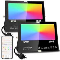 Holofote LED MELPO 50W 5000LM RGB 2700K à prova d'água, pacote com 2