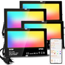 Holofote LED MELPO 80W 8000LM RGB 5700K IP66, pacote com 4 Holofote LED MELPO 80W 8000LM RGB 5700K IP66, pacote com 4