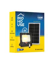 Holofote Solar Branco Quente Refletor Led Luminaria 100w Prova Dágua Autonoma12h Kit Completo IP67 Led 3000k - Inohouse