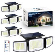 Holofote solar JEJOT de 3 cabeças 270 IP65 impermeável, pacote com 4 Holofote solar JEJOT de 3 cabeças 270 IP65 impermeável, pacote com 4