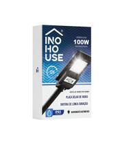 Holofote Solar Refletor 100w Luminaria Poste Autonoma IP65 Controle remoto Preta - INOHOUSE