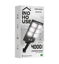 Holofote Solar Refletor 300w Poste Luminaria Autonoma 4000 LUMENS Kit Completo Preta IP65