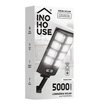 Holofote Solar Refletor 400w Poste Luminaria Autonoma 5000 LUMENS Kit Completo Preta IP65 - INOHOUSE