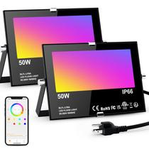 Holofotes LED ChangM 50W RGBW Bluetooth Smart, pacote com 2 Holofotes LED ChangM 50W RGBW Bluetooth Smart, pacote com 2