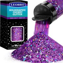 Holográfico Glitter LEOBRO Purple 160g para resina e maquiagem