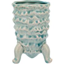 HOME&ampCO FERGIE VASO 13x9x9cm CERÂMICA AZUL COM PÉ