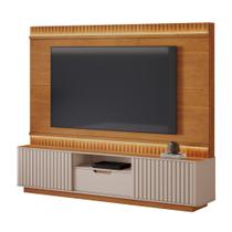 Home Atena para Tv até 85" Ripado com 2 Portas e 1 Gaveta Cor:Cinamomo/Off