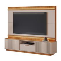 Home Atena para Tv até 85" Ripado com 2 Portas e 1 Gaveta Cor:Off/Cinamomo Home Atena para Tv até 85" Ripado com 2 Portas e 1 Gaveta Cor:Off/Cinamomo