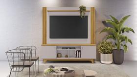 Home balsamo com prateleira e detalhe ripado na lateral ideal para tv 65''