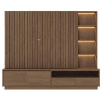 Home Cancun 240cm Para TV Ate 82 Polegadas Amêndoa Com 4 Gavetas LED E Ripado
