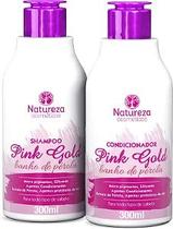 Home care pink gold - shampoo e condicionador 300ml - natureza cosméticos