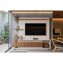 Home Istambul Painel P- Tvs Até 65'' 2 Portas Nichos E Prateleiras - Off White -jequitiba Ripado