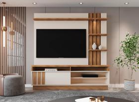 Home Mariana Painel para TV até 55 com LED e Detalhes Ripados