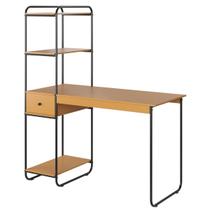 Home Office Escrivaninha Estilo Industrial Com Prateleiras MDF Porta Itens Escritório Nicho CPU