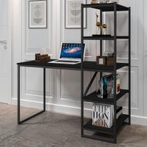 Home Office Vintage para Escritório com Prateleira Blast Preto
