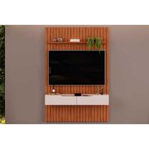 Home p/ TV até 55 Pol Pratic Ripado c/ 2 Gavetas 143x240cm Freijó/Off White - DJ Móveis
