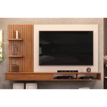 Home p/TV até 60 Polegadas Bento Ripado c/ Prateleiras 190x107cm Freijó/Off White - DJ Móveis