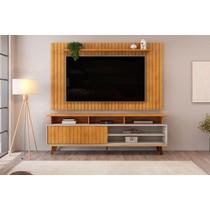 Home p/ TV até 65 Pol Lume/Flow Ripado c/ Porta e Nichos 180x168cm Cedro/Bali - DJ Móveis Home p/ TV até 65 Pol Lume/Flow Ripado c/ Porta e Nichos 180x168cm Cedro/Bali - DJ Móveis