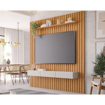 Home p/TV até 65 Pol Maragogi c/Bancada e Prateleira Ripado 185x220cm Nature/Off White - Permóbili Home p/TV até 65 Pol Maragogi c/Bancada e Prateleira Ripado 185x220cm Nature/Off White - Permóbili
