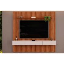 Home p/ TV até 65 Pol Pratic Ripado c/ 3 Gavetas 223x240cm Freijó/Off White - DJ Móveis