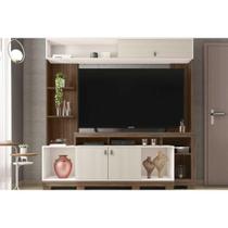 Home p/ TV até 65 Pol Sinfonia c/ 3 Portas e 7 Nichos 200x203cm Nogueira/Off White Mr - Caemmun
