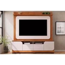 Home p/ TV até 65 Polegadas Vogue c/ Prateleira Nichos e Pés 182x183cm Freijó/Off White - DJ Móveis