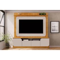 Home p/TV até 65 Polegadas Vogue Ripado c/ Prateleira e Nichos 182x183cm Cedro/Bali - DJ Móveis