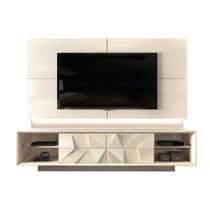 Home p/TV até 75 Pol Domani c/ Nichos e Rodapé 240cm Off White - DJ Móveis