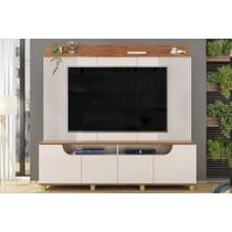 Home p/ TV até 75 Pol Gama c/ 4 Porta 199x188cm Off White/Freijó - DJ Móveis Home p/ TV até 75 Pol Gama c/ 4 Porta 199x188cm Off White/Freijó - DJ Móveis