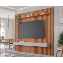 Home p/TV até 75 Pol Maragogi c/Bancada e Prateleira Ripado 230x220cm Cinamomo/Off White - Permóbili Home p/TV até 75 Pol Maragogi c/Bancada e Prateleira Ripado 230x220cm Cinamomo/Off White - Permóbili