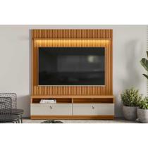 Home p/ TV até 75 Pol Ouro Preto c/ 2 Gavetas 198x180cm Nature/Off White - Linea Brasil