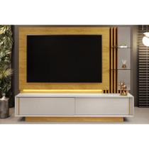 Home p/TV até 75 Polegadas Salone 100% MDF c/ Led e Prateleiras 240x195cm Bali/Cedro - DJ Móveis