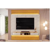 Home p/ TV até 85 Polegadas Hit 2290 100% MDF Extensível c/ Led de 240 a 290cm Cedro/Quartzo - DJ Móveis