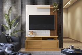 Home p/ TVs até 55" Chicago Tauari Rip./Off Perolizado - Lukaliam Home p/ TVs até 55" Chicago Tauari Rip./Off Perolizado - Lukaliam